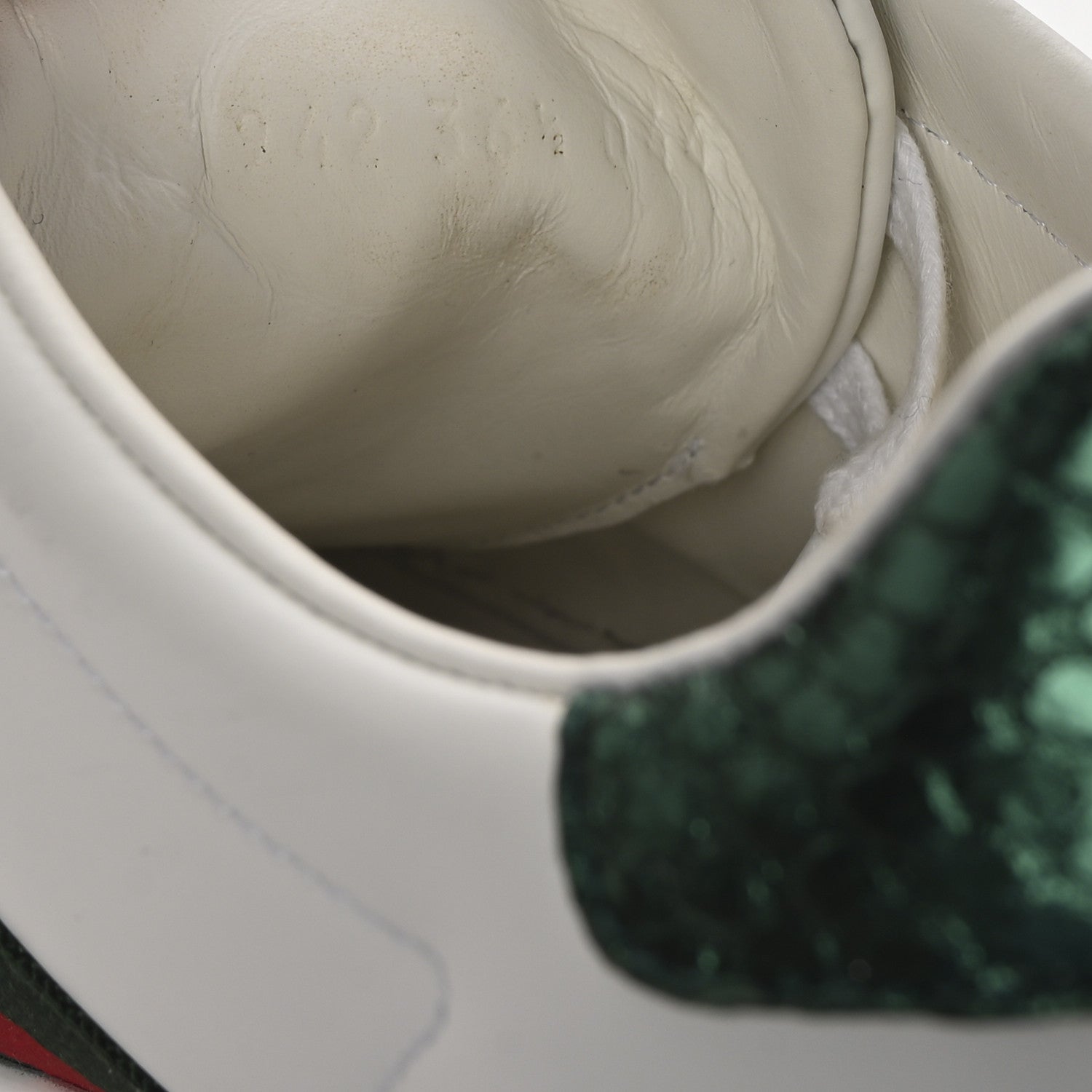Gucci Calfskin Ayers Bee Embroidered Womens Ace Sneakers 36.5 White Green 9 of 10