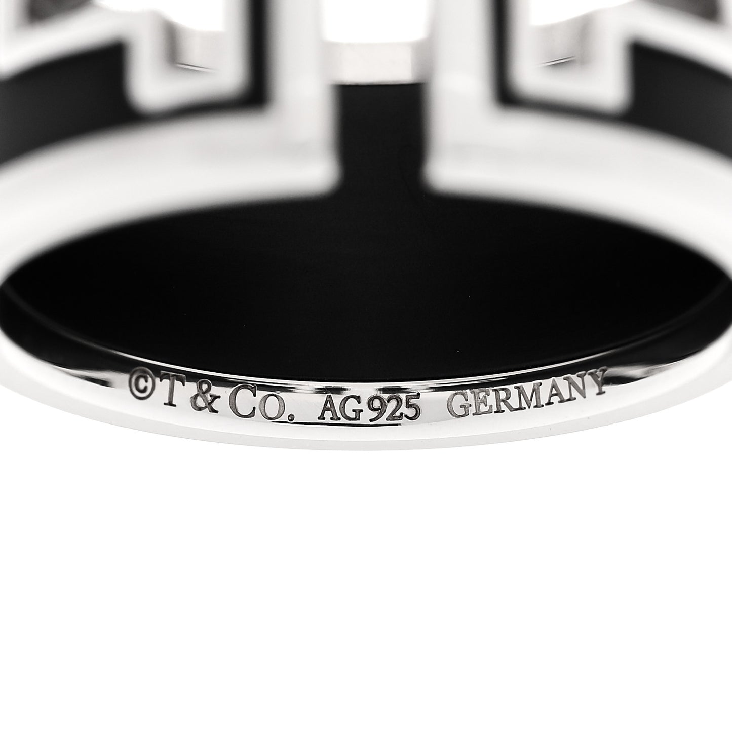 Sterling Silver Black Ceramic T Cutout Ring 54 7
