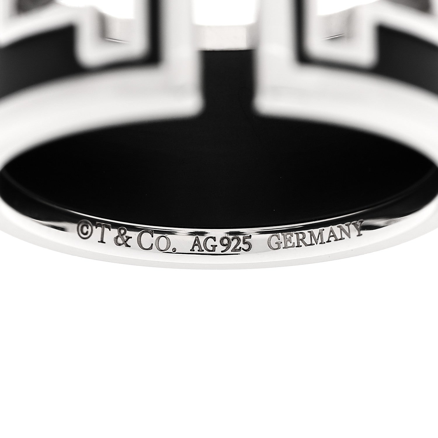 Tiffany Sterling Silver Black Ceramic T Cutout Ring 54 7 4 of 4