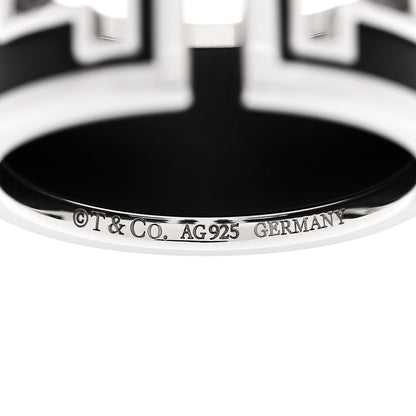 Tiffany Sterling Silver Black Ceramic T Cutout Ring 54 7 4 of 4