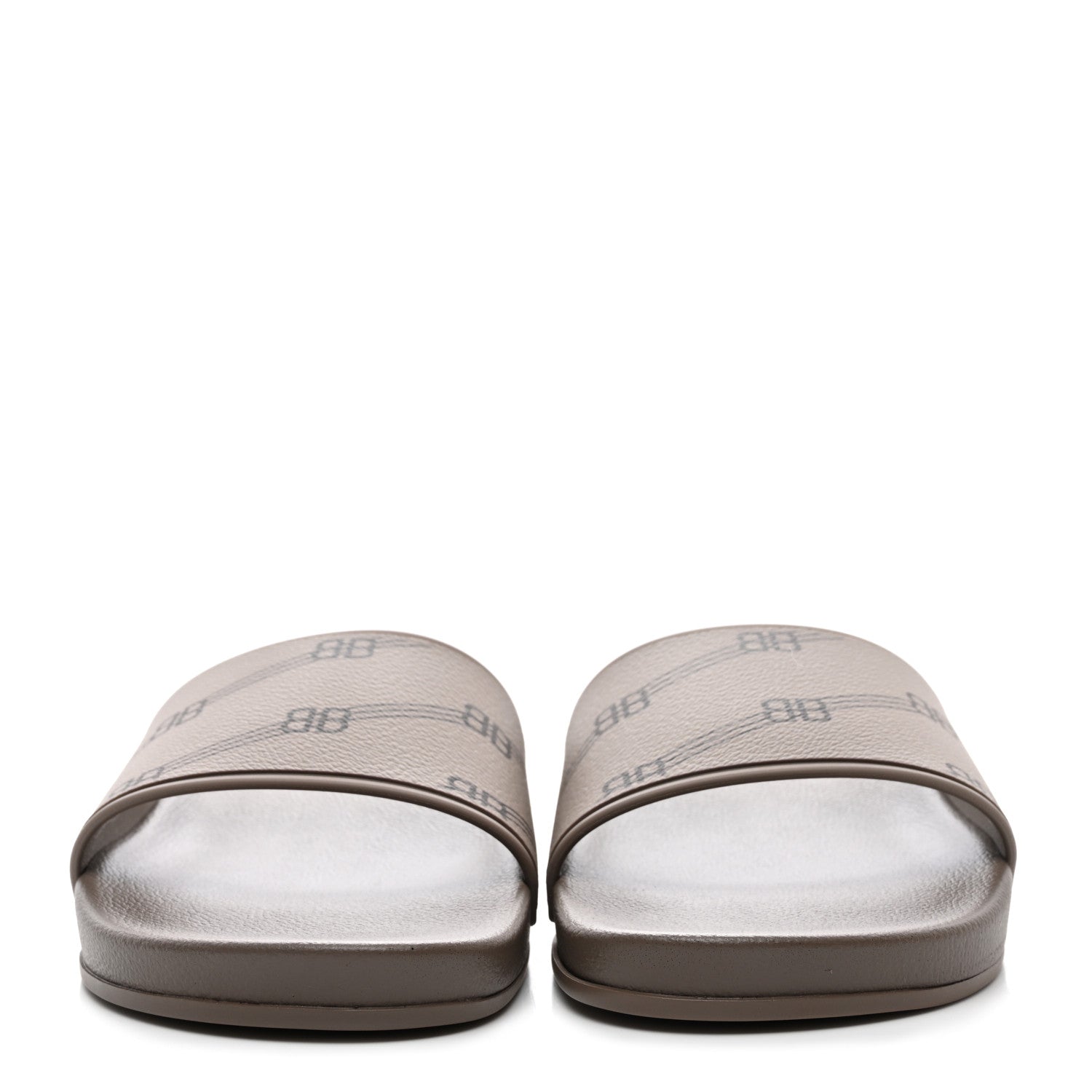 Balenciaga Rubber Allover Logo Womens Pool Wedge Slide Sandals 38 Dark Mink 2 of 8