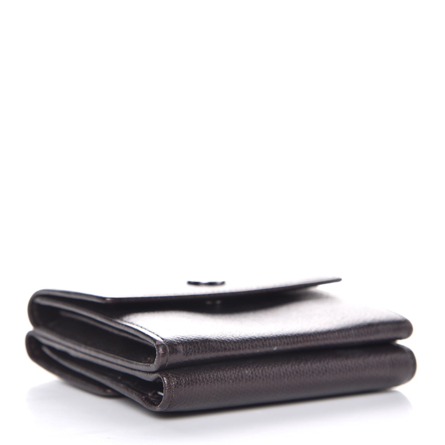 Chanel Grained Calfskin CC Button Compact Wallet Dark Brown 4 of 8