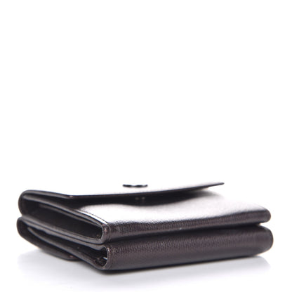 Chanel Grained Calfskin CC Button Compact Wallet Dark Brown 4 of 8