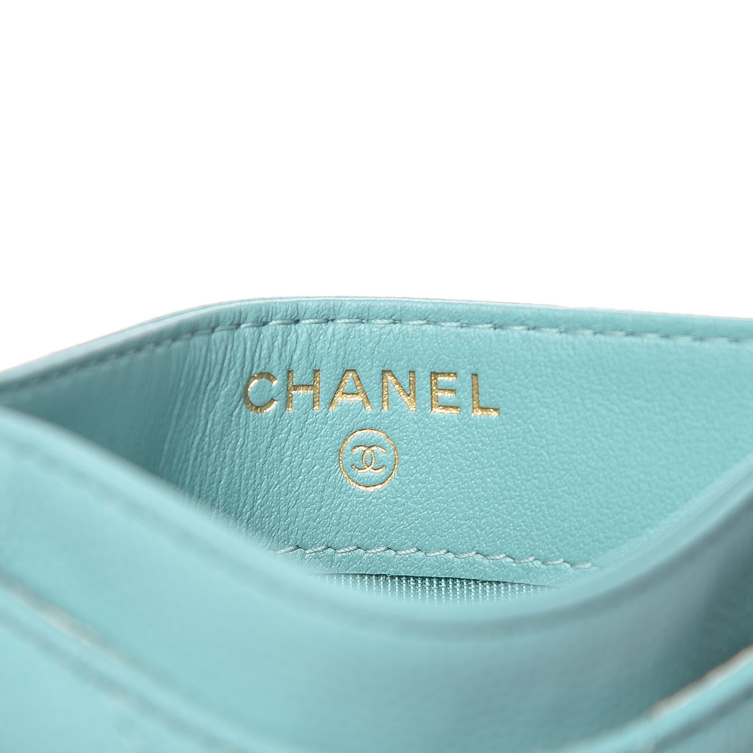 Chanel Iridescent Caviar Chevron Quilted Card Holder Turquoise 6 of 9
