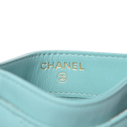 Chanel Iridescent Caviar Chevron Quilted Card Holder Turquoise 6 of 9