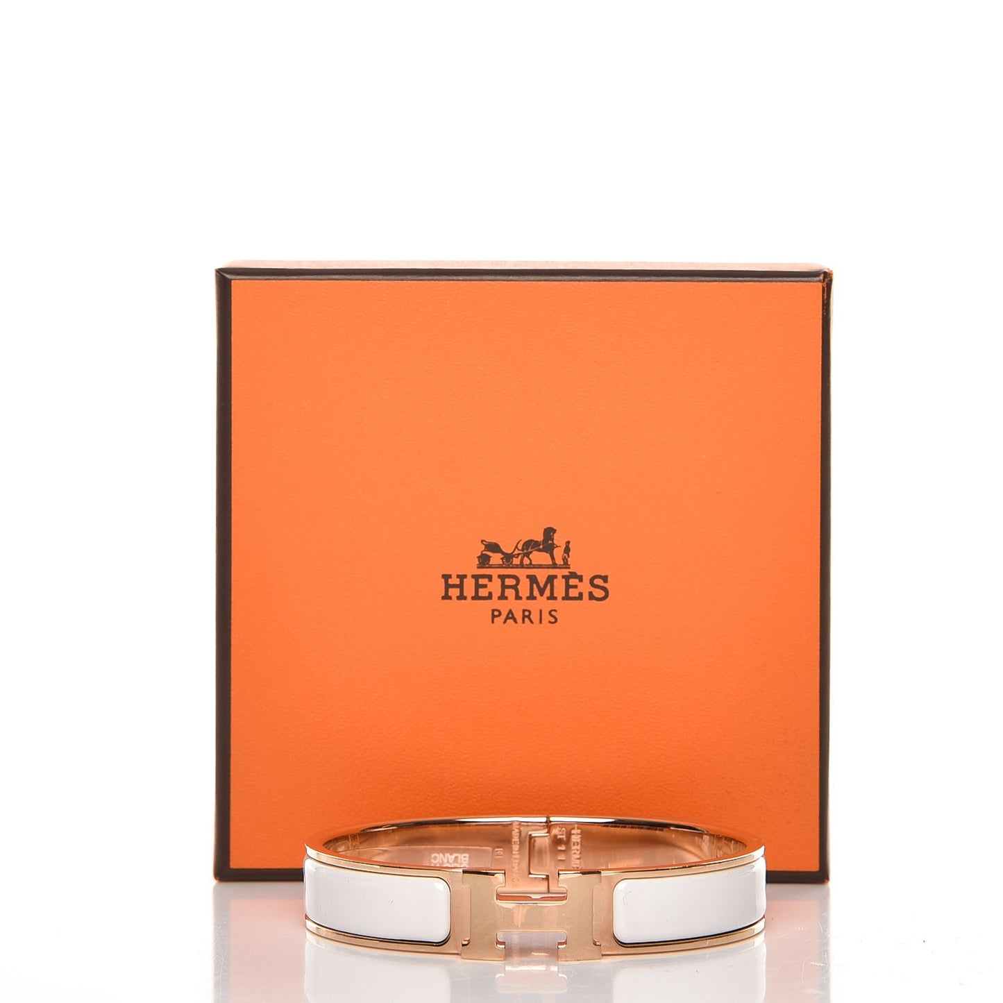 Enamel Narrow Clic Clac H Bracelet GM White