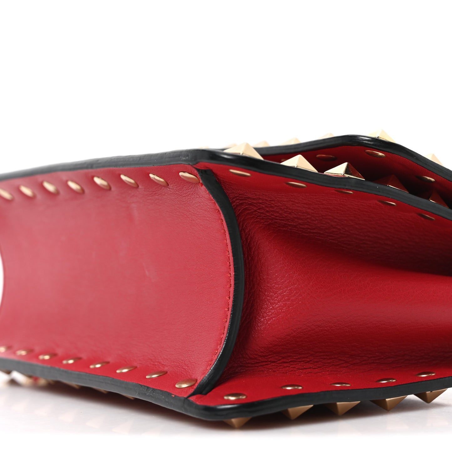 Vitello Rockstud Chain Flap Crossbody Bag Red