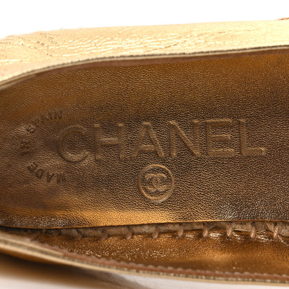 Chanel Laminated Lambskin Grosgrain CC Espadrilles 35 Gold Black 8 of 10