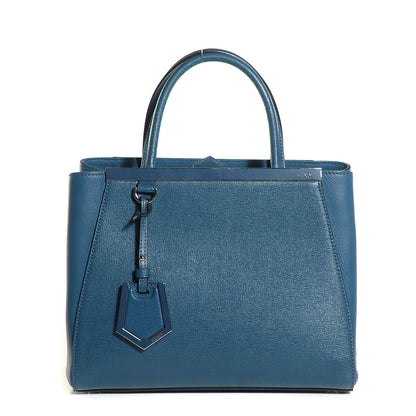 Fendi Vitello Elite Petite 2Jours Tote Blue Cobalto 1 of 9