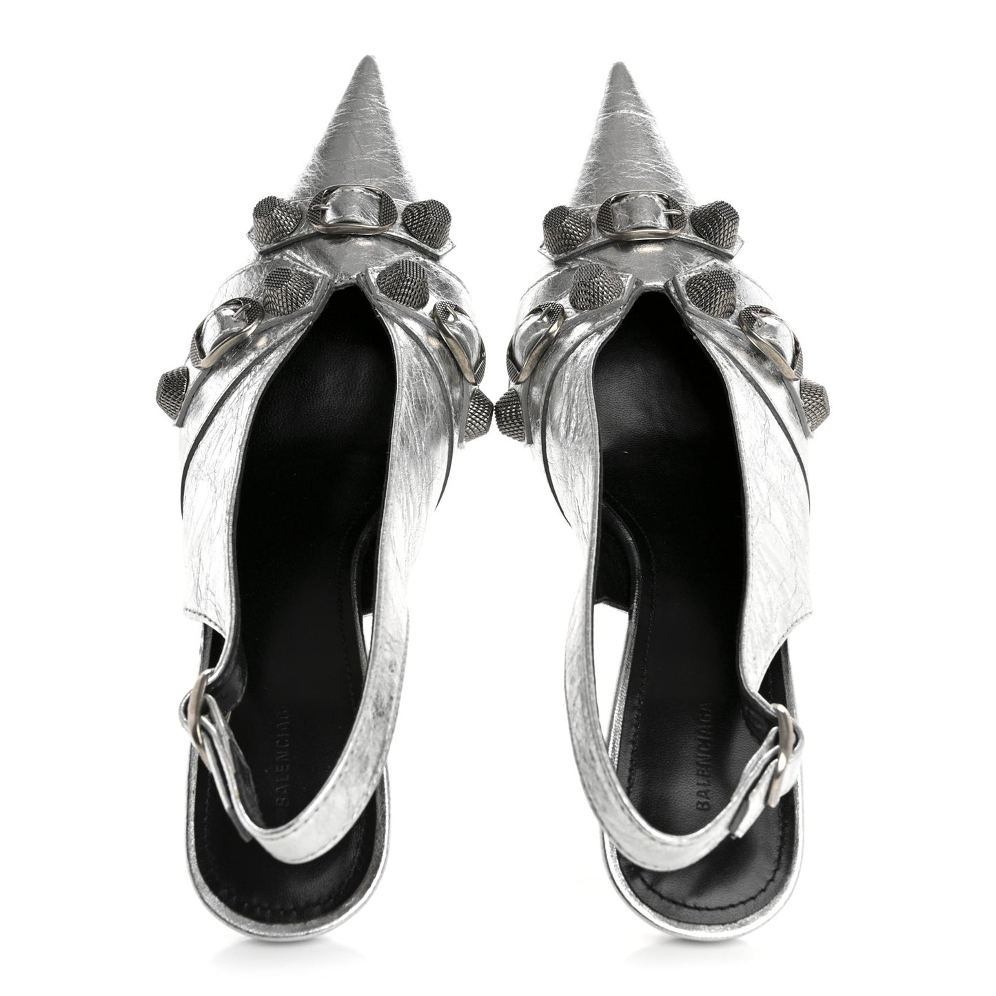 Agneau Metallic Arena Cagole 70mm Slingback Pumps 38 Silver