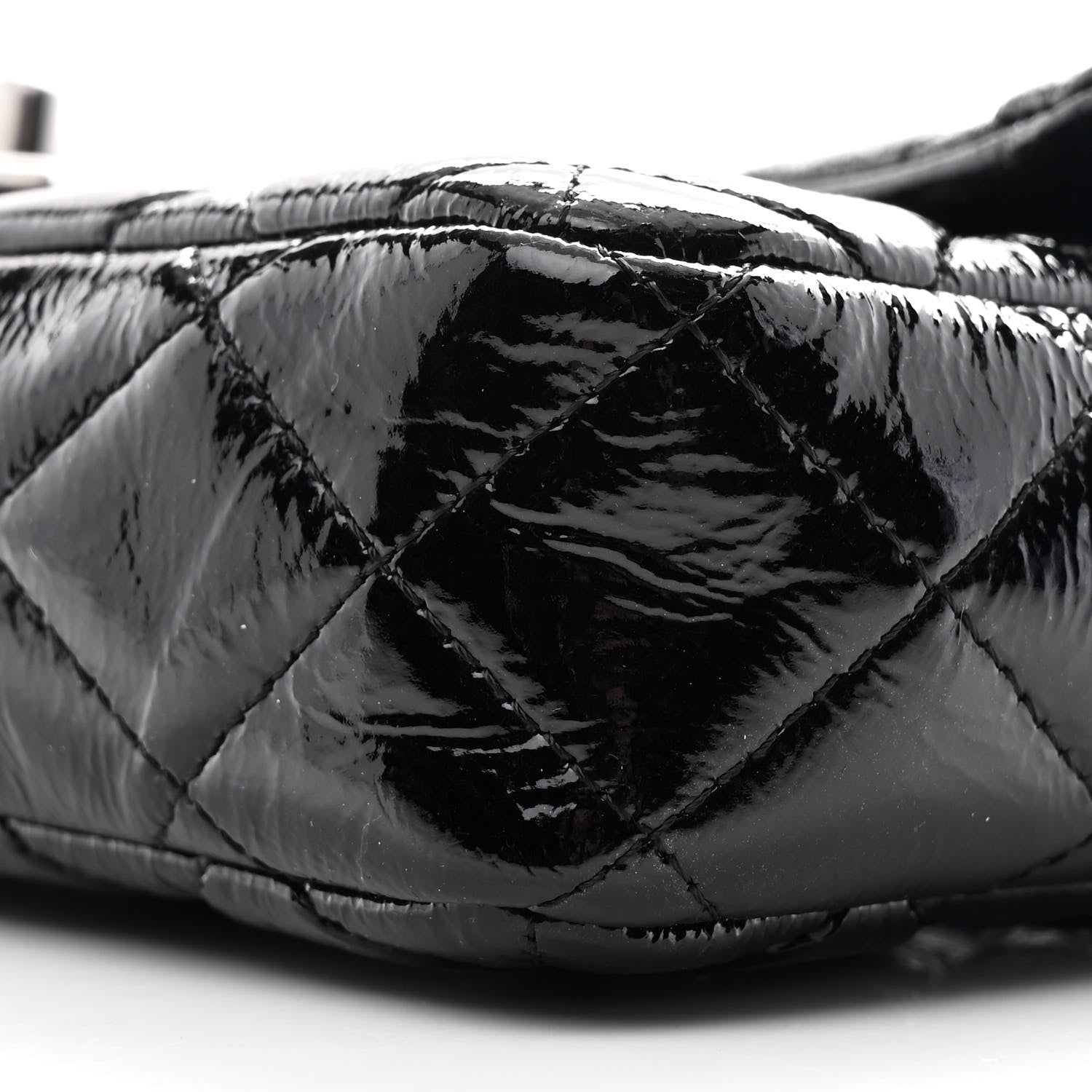 Chanel Crinkled Patent Quilted East West Flap Black 9 of 10
