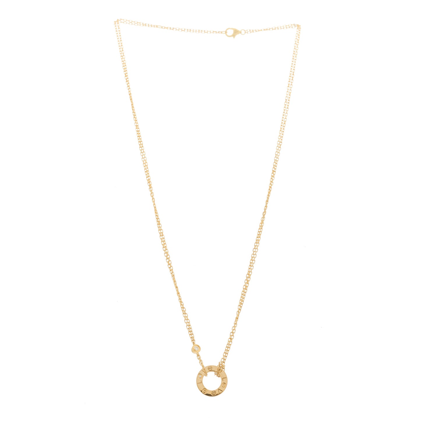 18K Yellow Gold 2 Diamond LOVE Necklace