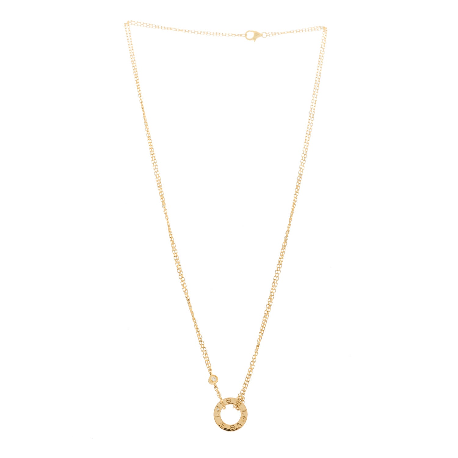Cartier 18K Yellow Gold 2 Diamond LOVE Necklace 3 of 9