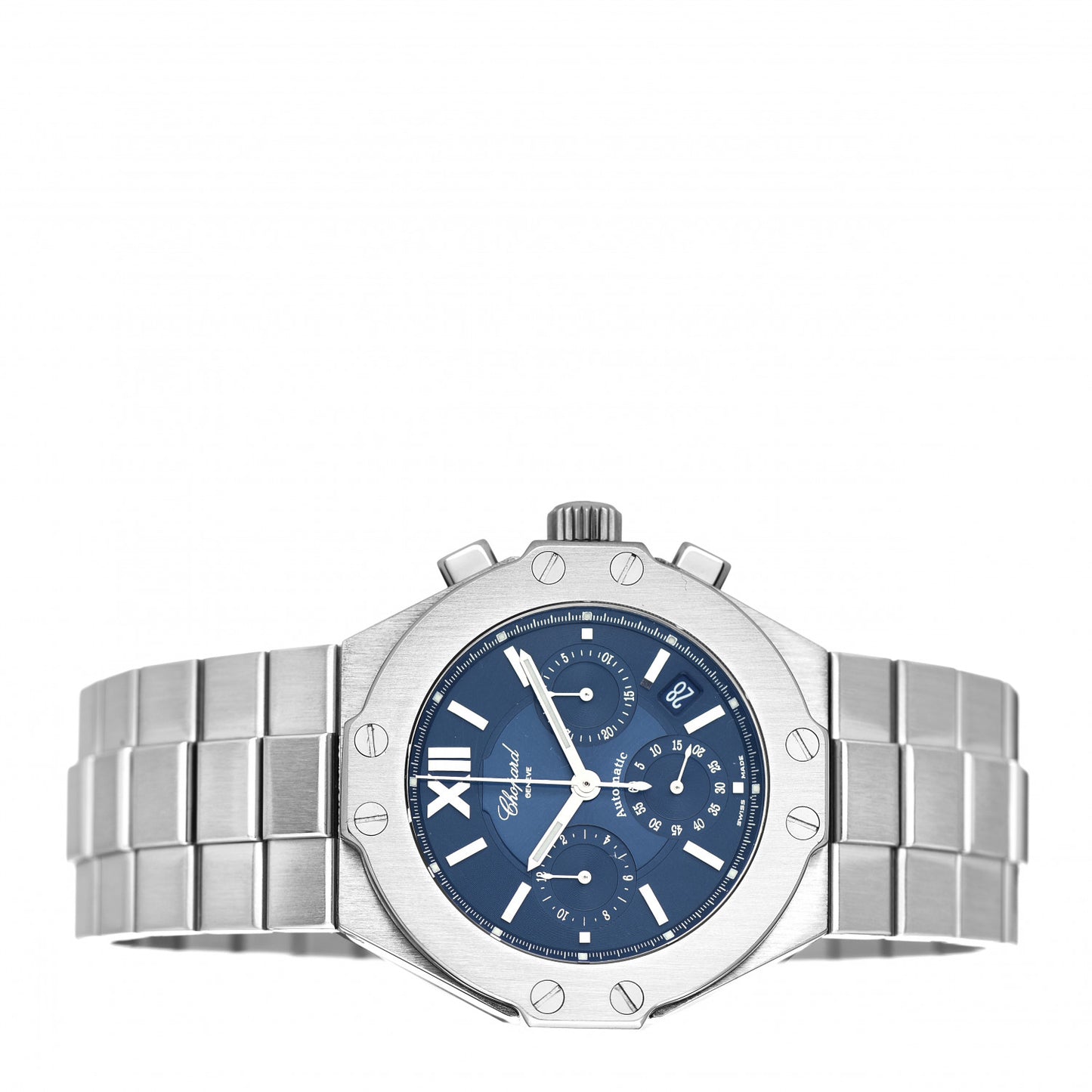 Stainless Steel 38mm St. Mortiz Chronograph Automatic Watch Blue