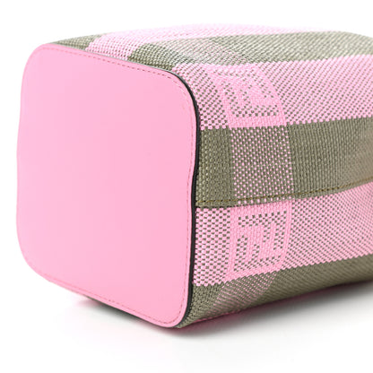 Fendi Raffia Vitello Seta F is Fendi Pequin Gingham Woven Mini Mon Tresor Bucket Bag Military Rosa Lollypop 9 of 9