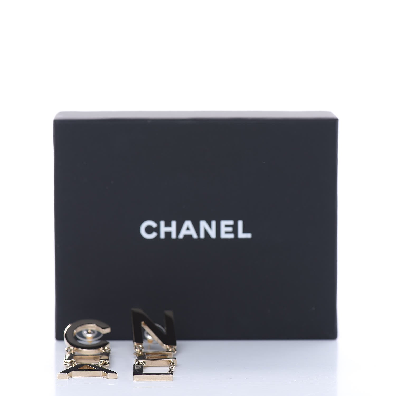 Chanel Metal Cha-Nel Logo Drop Earrings Gold 5 of 5