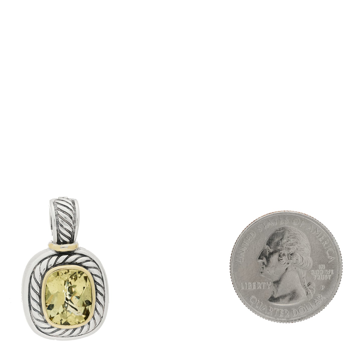 Sterling Silver 14K Yellow Gold Prasiolite Albion Pendant