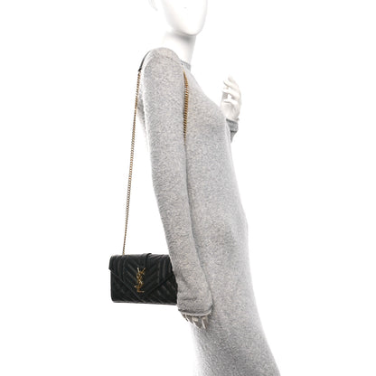 Saint Laurent Grain De Poudre Textured Mixed Matelasse Triquilt Small Monogram Satchel Black 2 of 9