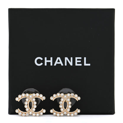 Chanel Crystal CC Earrings Light Gold 5 of 5