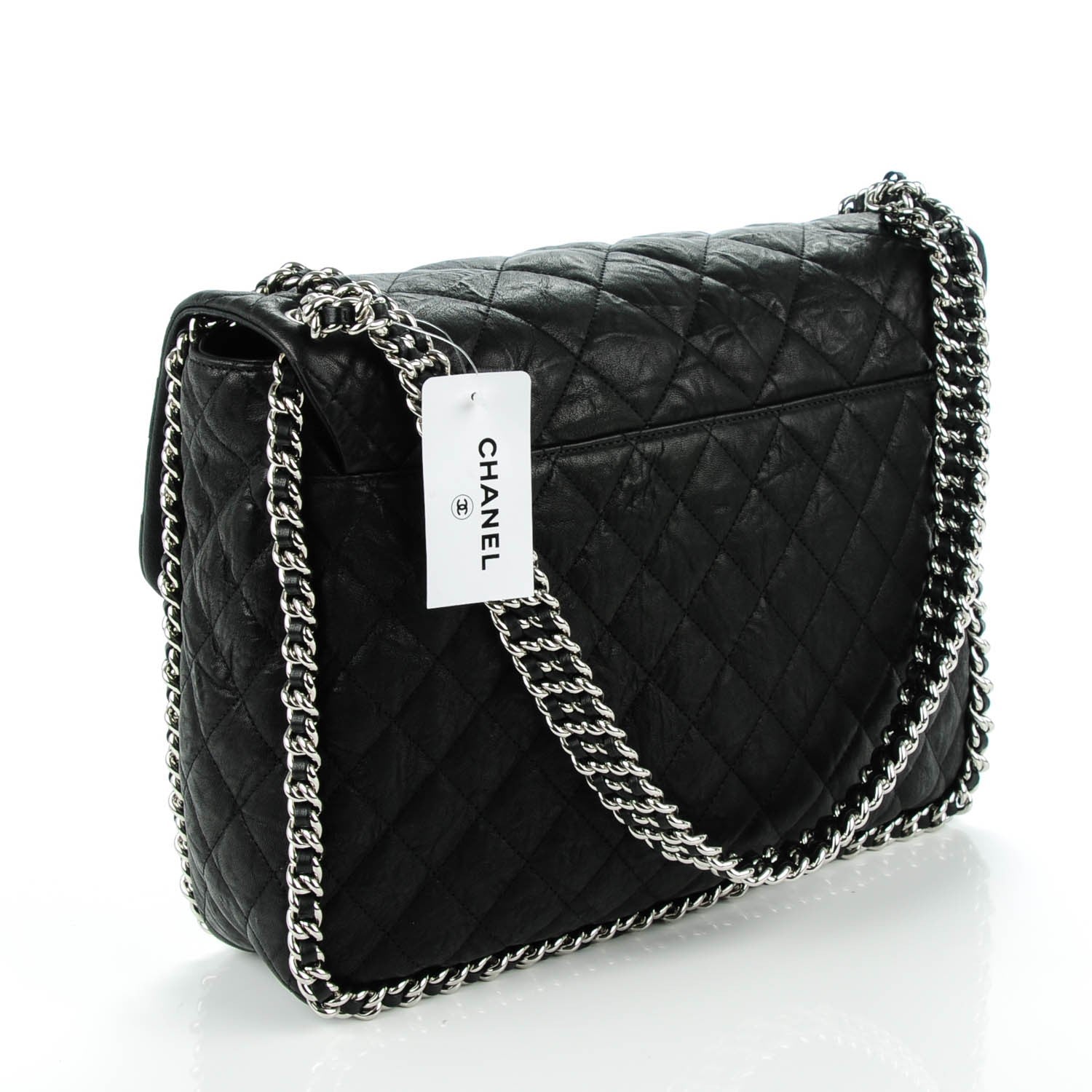 Chanel Washed Lambskin Quilted Maxi Chain Around Flap Black 3 of 7