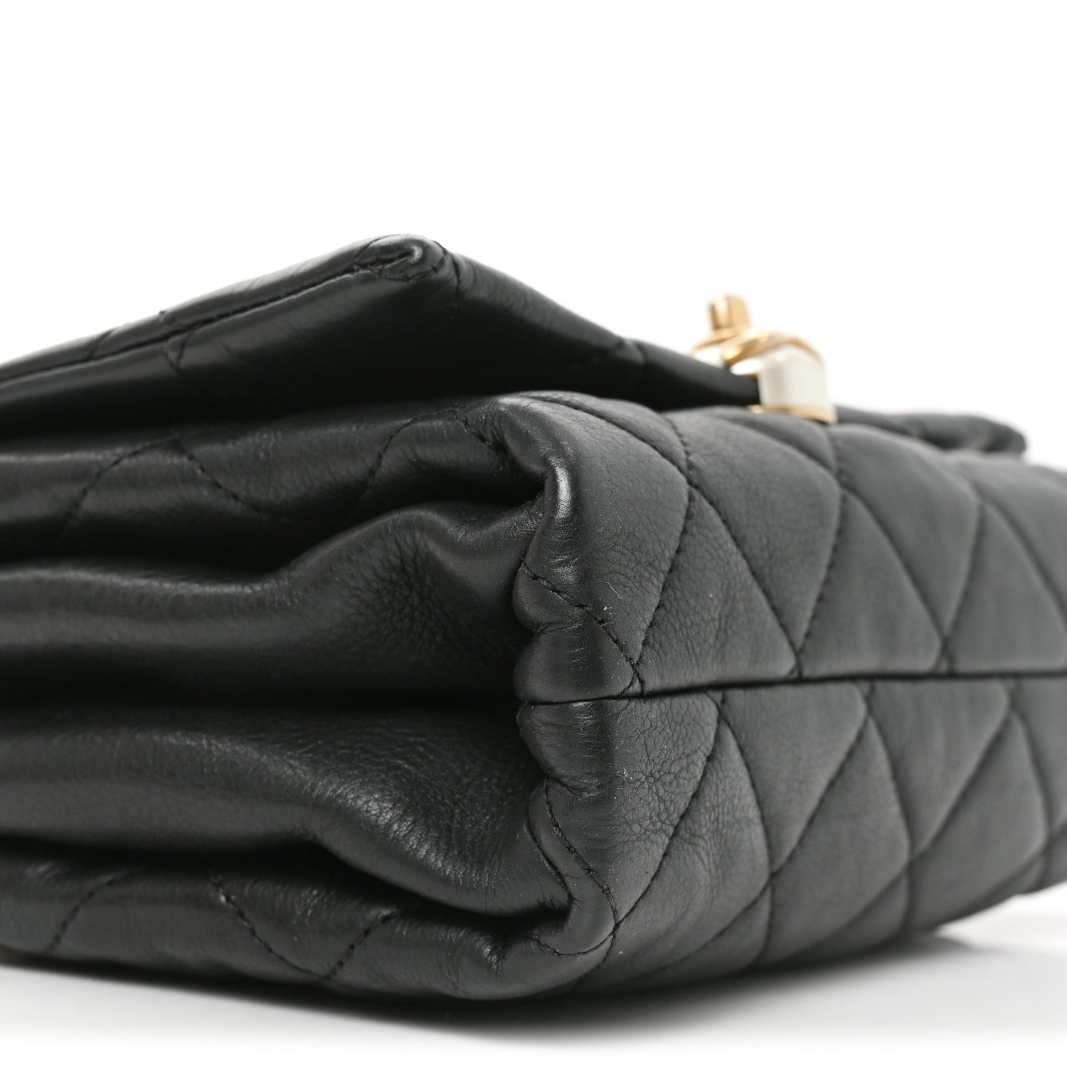 Chanel Calfskin Quilted Accordion Pearl CC Flap Bag Black Black 9 of 10