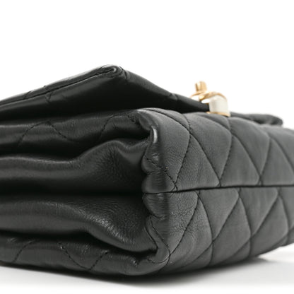 Chanel Calfskin Quilted Accordion Pearl CC Flap Bag Black Black 9 of 10