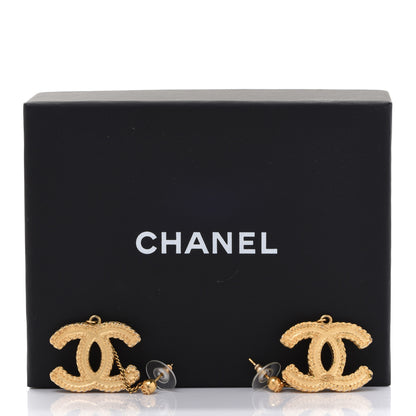 Chanel CC Drop Earrings Matte Gold 5 of 5