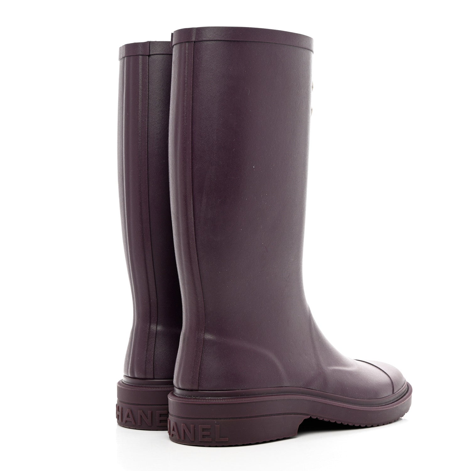 Chanel Caoutchouk CC High Boots 40 Dark Purple 4 of 7