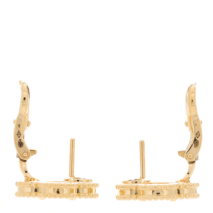 Van Cleef & Arpels 18K Yellow Gold Mother of Pearl Vintage Alhambra Earrings 3 of 4