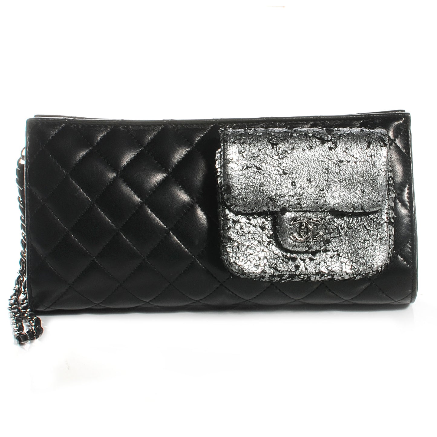 Lambskin Mineral Nights Pochette Wristlet Silver Black