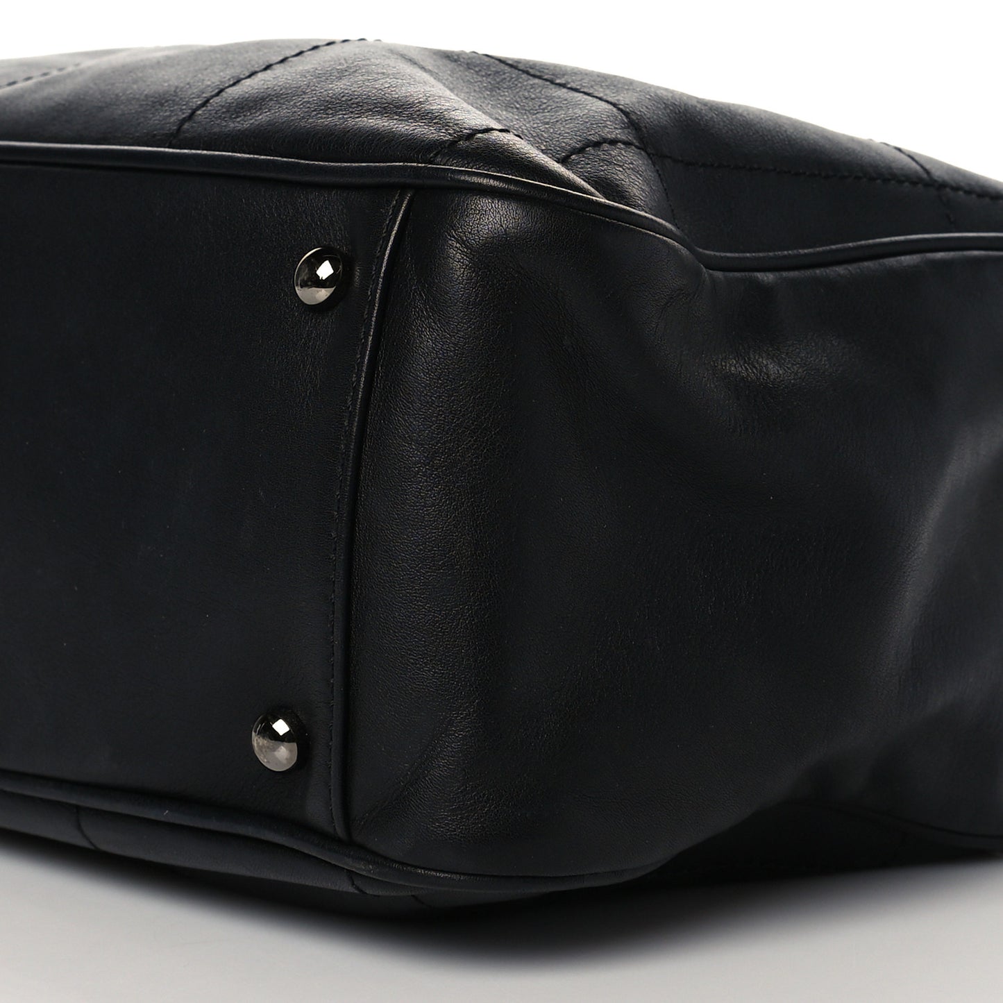 Lambskin Square Stitched Large Tote Black