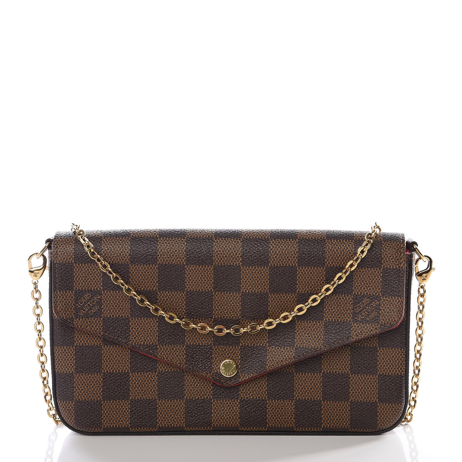 Louis Vuitton Damier Ebene Pochette Felicie Chain Wallet 1 of 12