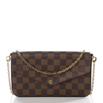 Louis Vuitton Damier Ebene Pochette Felicie Chain Wallet 1 of 12