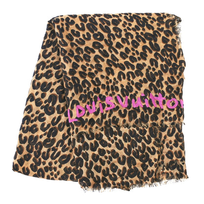 Louis Vuitton Cashmere Silk Leopard Etole Stole Marron 2 of 5