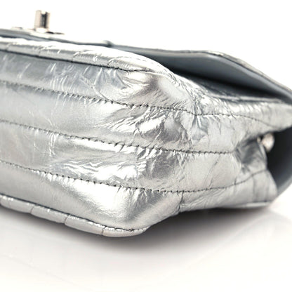 Chanel Patent Metallic Crumpled Calfskin Chevron Quilted Mini Rectangular Flap Silver 5 of 10