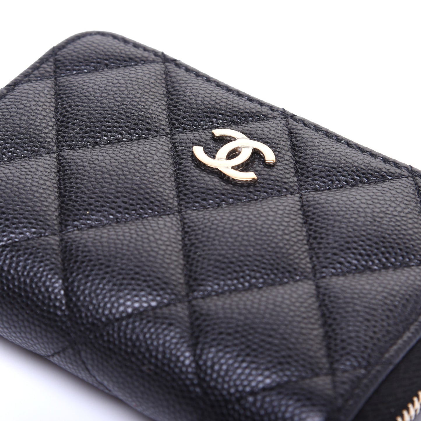 Caviar Quilted Zip Coin Purse Black