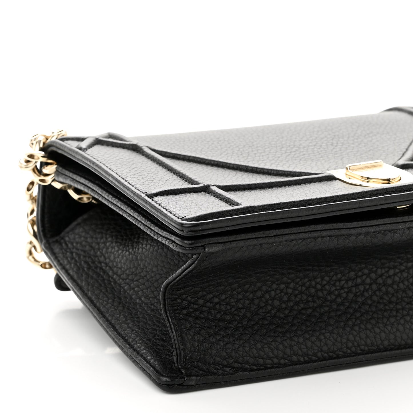 Grained Calfskin Medium Diorama Flap Bag Black