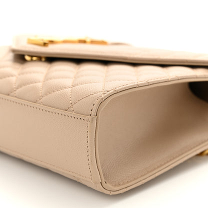 Saint Laurent Grain De Poudre Textured Mixed Matelasse Medium Triquilt Monogram Satchel Dark Beige 9 of 9