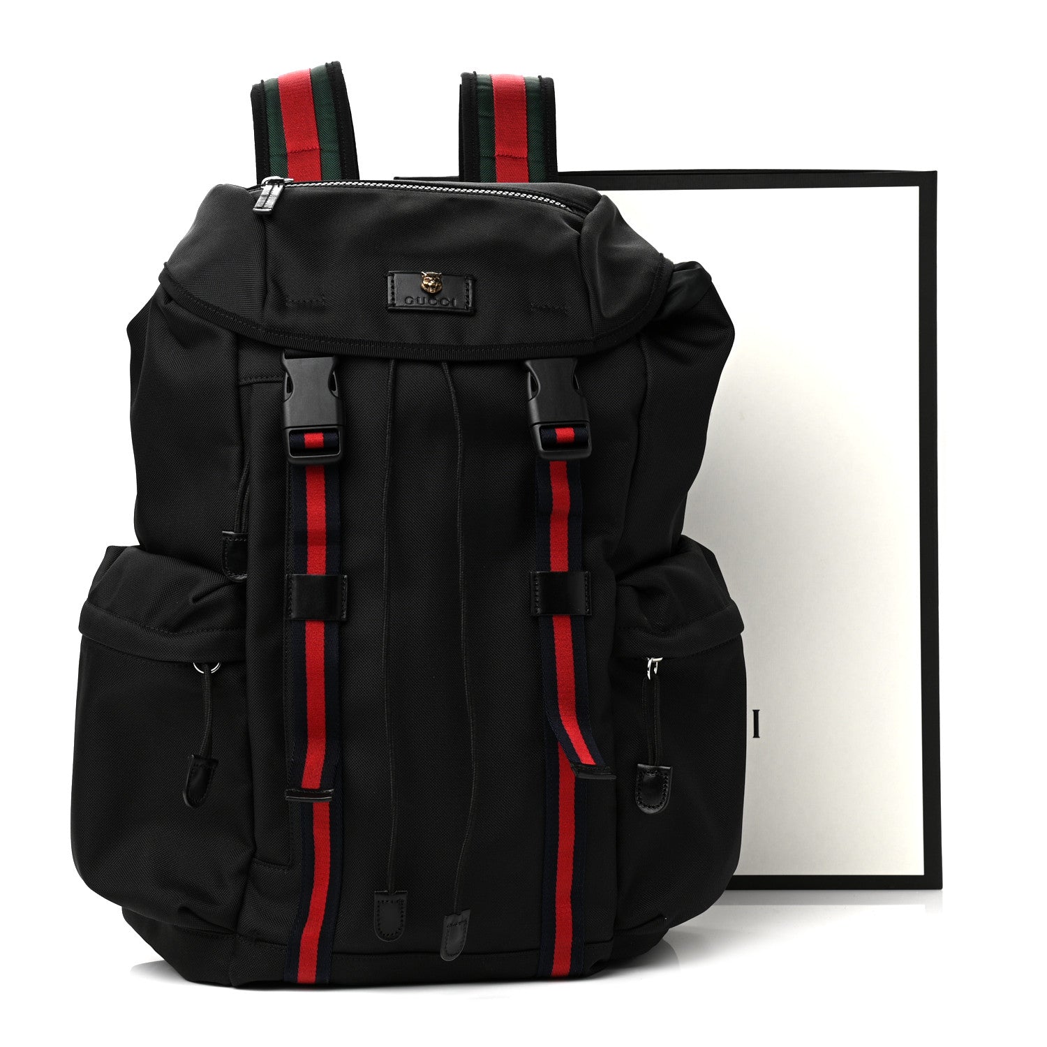 Gucci Techno Canvas Web Double Buckle Backpack Black 11 of 11