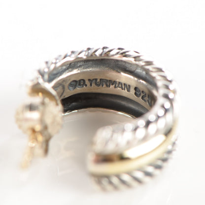 David Yurman Sterling Silver 14K Yellow Gold 16mm Cable Classics Hoop Earrings 3 of 5