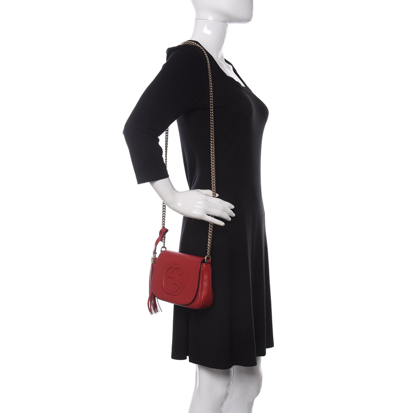 Pebbled Calfskin Small Soho Flap Crossbody Red