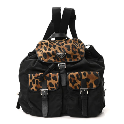 Prada Tessuto Nylon Leopard Print Backpack Black Miele 1 of 10