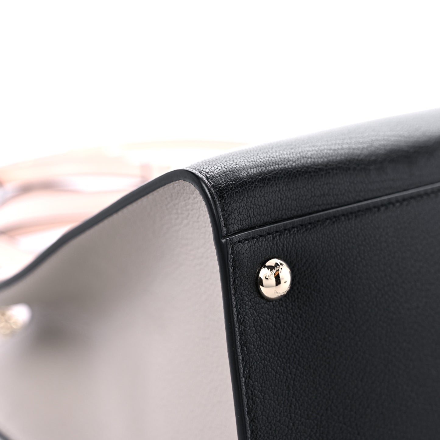 Calfskin Medium Vara Bow Top Handle Tote Black Pink