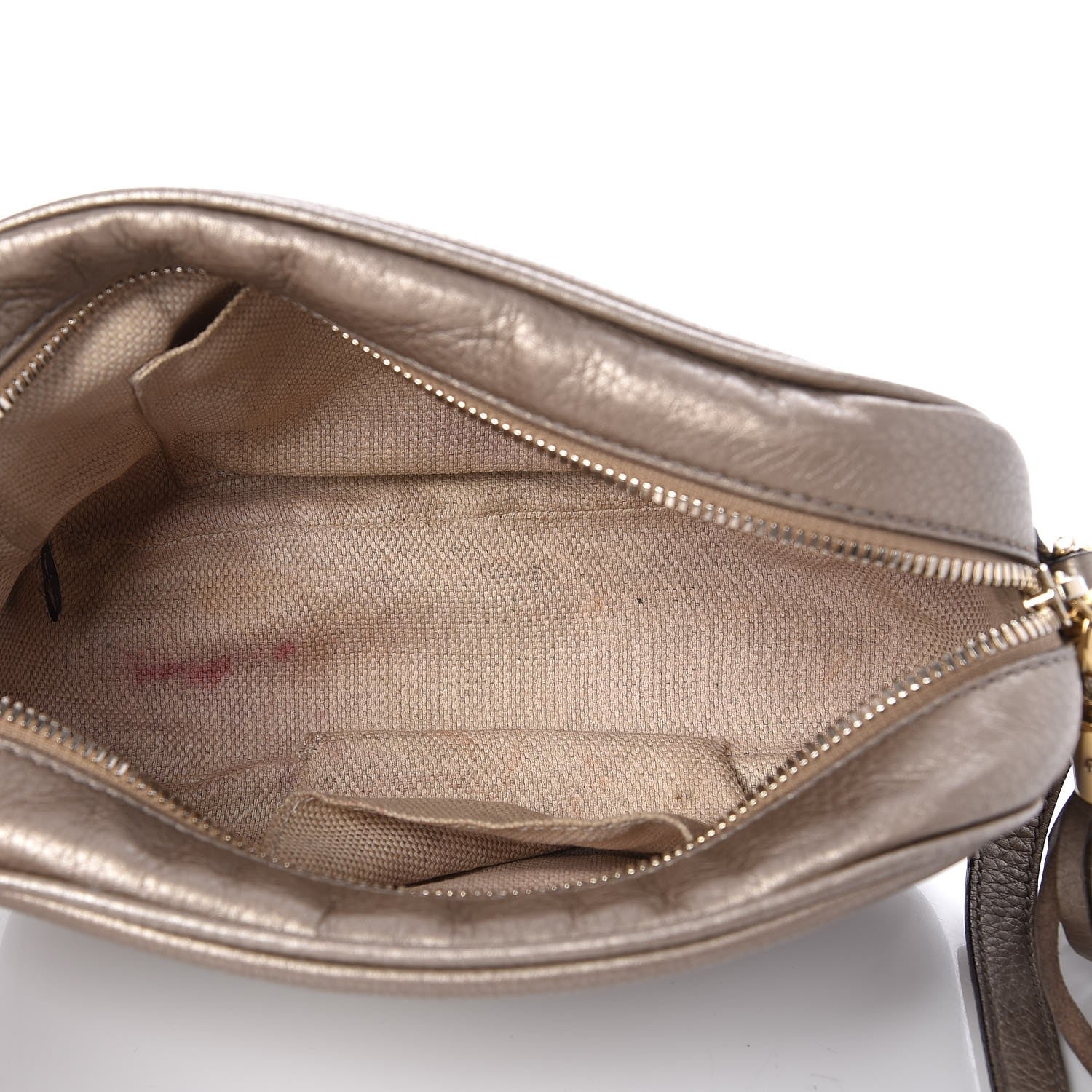 Gucci Metallic Pebbled Calfskin Small Soho Disco Bag Golden Beige 5 of 9