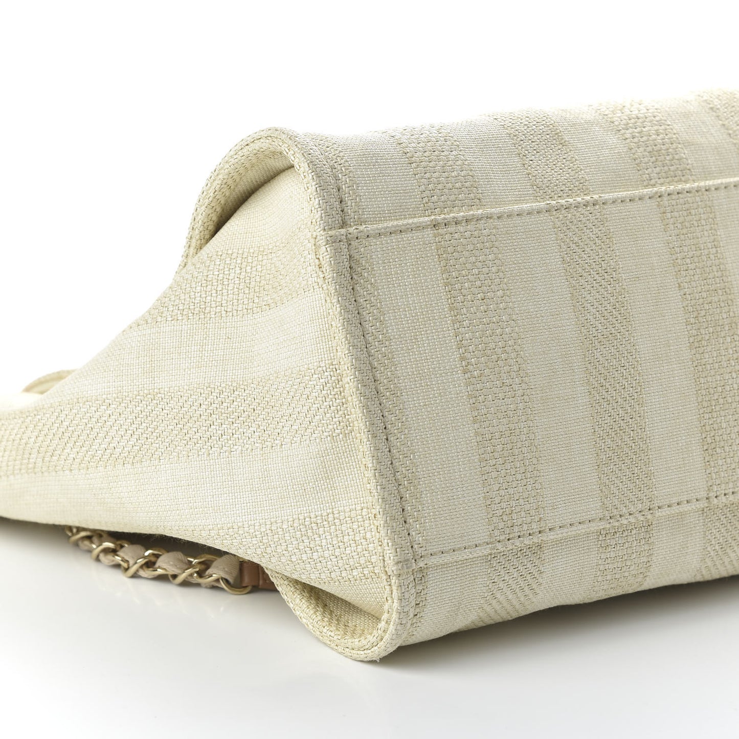 Mixed Fibers Striped Medium Deauville Tote Beige