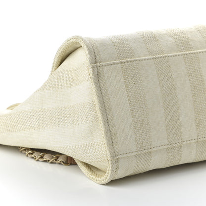 Chanel Mixed Fibers Striped Medium Deauville Tote Beige 6 of 10