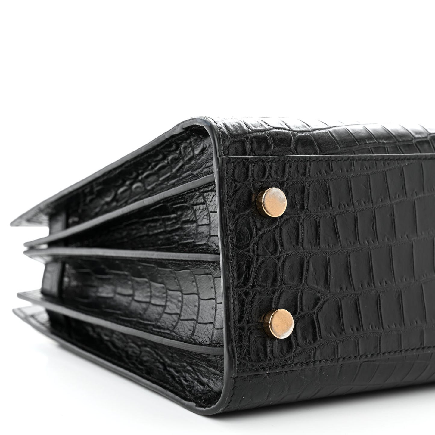 Calfskin Crocodile Embossed Baby Sac De Jour Black