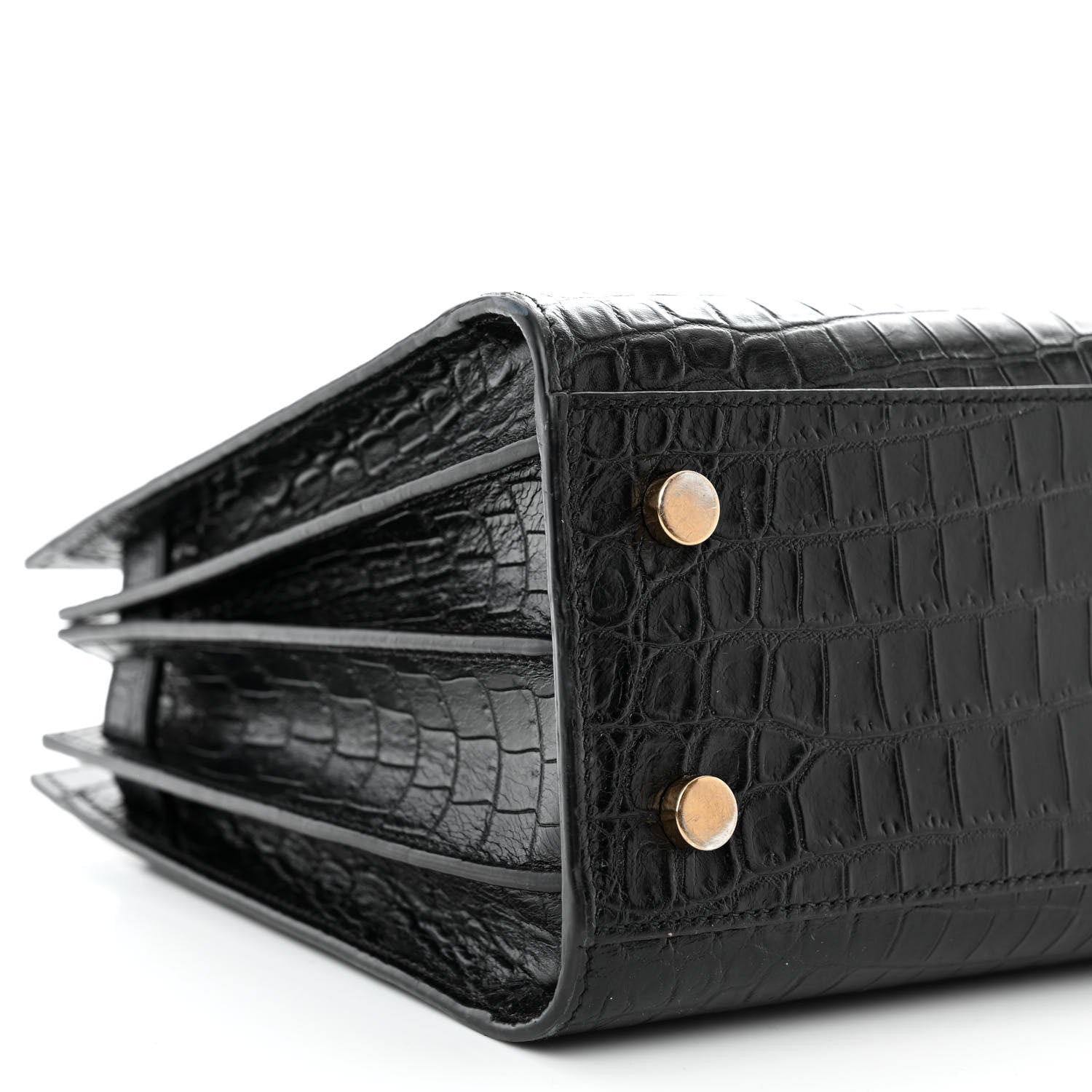 Saint Laurent Calfskin Crocodile Embossed Baby Sac De Jour Black 9 of 11