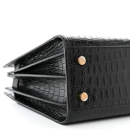 Saint Laurent Calfskin Crocodile Embossed Baby Sac De Jour Black 9 of 11