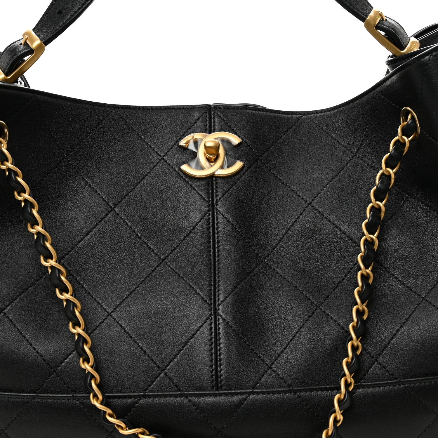 Chanel Calfskin Quilted Large Coco Base Shopping Bag Black 8 of 10
